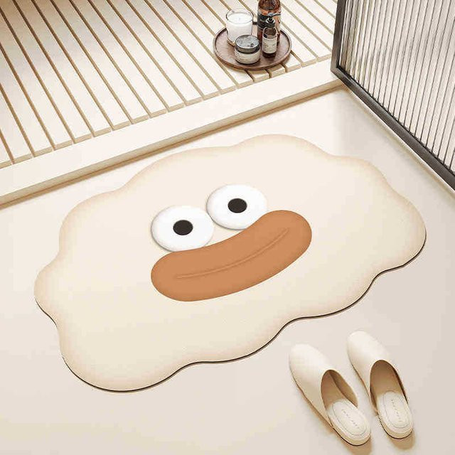Yiran Furniture Badezimmer-Bodenmatte mit Cartoon-Motiv, rutschfest und schnell trocknend, Beige, B/T: 60 x 40 cm - Bild 1
