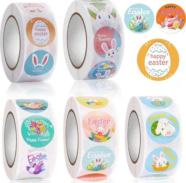 Ostern Cartoon Aufkleber Hasenei Dekoration Rollenaufkleber Multicolor 2,5 cm - Bild 1