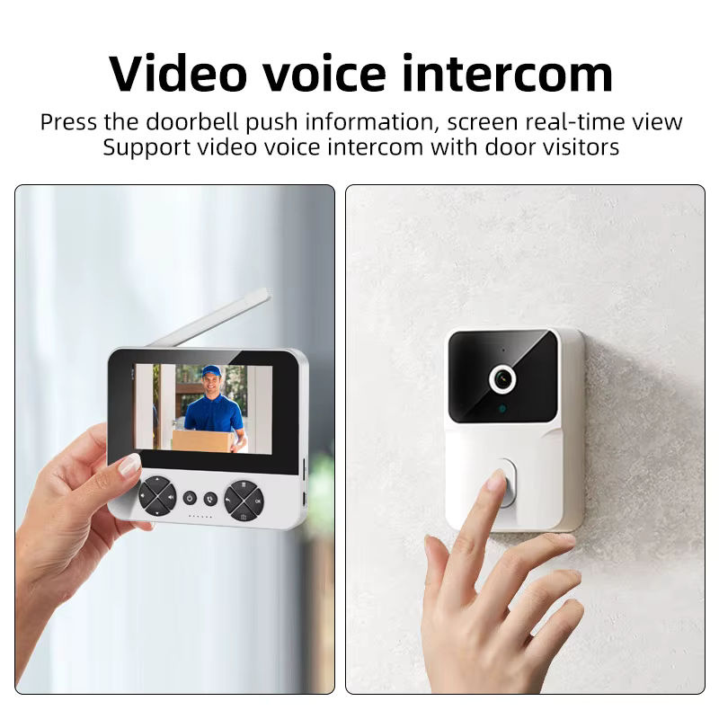 DANMINI Video-Türklingel mit 4,3-Zoll-Display, Zwei-Wege-Audio und Infrarot-Nachtsicht für Innen- und Außenbereich in Schwarz oder Weiß - Bild 3