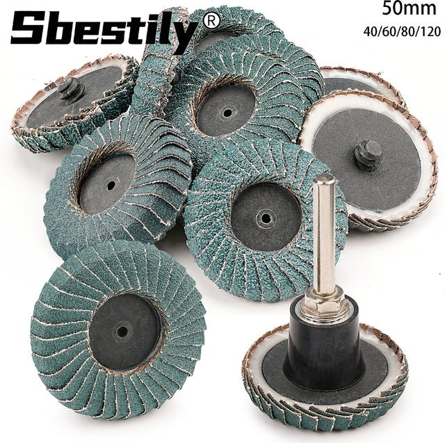 Sbestily 3-teiliges Set gebogene Zirkon-Fächerscheiben für Winkelschleifer, 50 mm Durchmesser, zur Entgratung von Metall und zum Schleifen von Holz - Bild 1