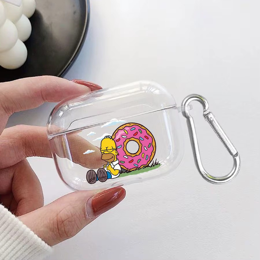Transparente Kopfhörerhülle mit Simpsons Cartoon Design für Apple AirPods Pro, Pro 2, Pro 3, AirPods 3, 2 und 1 - Bild 2