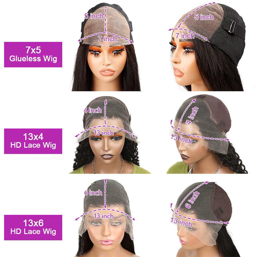 HJ WEAVE BEAUTY Echthaar-Perücke, kurzer Bob, Wasserwelle, HD-Spitze, Damen - Bild 6