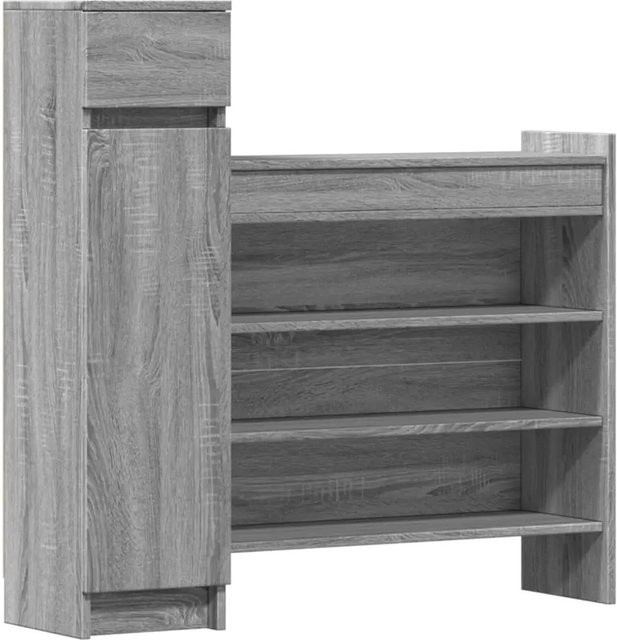 vidaXL Schuhschrank Grau Sonoma aus Holzwerkstoff mit Türen und Regalfächern B/T/H: 100,5 x 28 x 100 cm - Bild 1