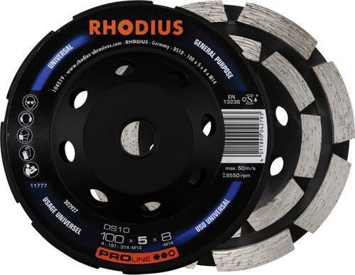 Rhodius PROline Diamantschleiftopf DS10 für Beton, Durchmesser: 100 mm, Breite: 5,0 mm, Höhe: 8,0 mm, Gewinde: M14 mm, Schwarz - Bild 1