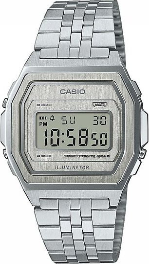Casio Digitaluhr Vintage, Edelstahl, Weiß, Herren - Bild 1