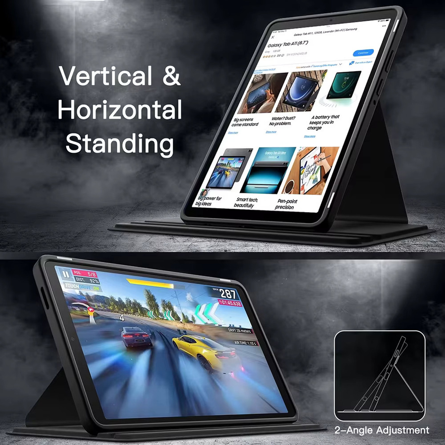 Samsung Galaxy Tab A9 Plus 11 Zoll 2023 360 Grad drehbare Acryl-Schutzhülle in Transparent mit Stiftschlitz - Bild 2