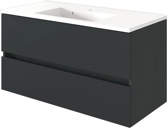 Held Möbel Einzelwaschtisch Verona 80 cm Grau Matt mit Softclose und Mineralguss-Waschbecken - Bild 1