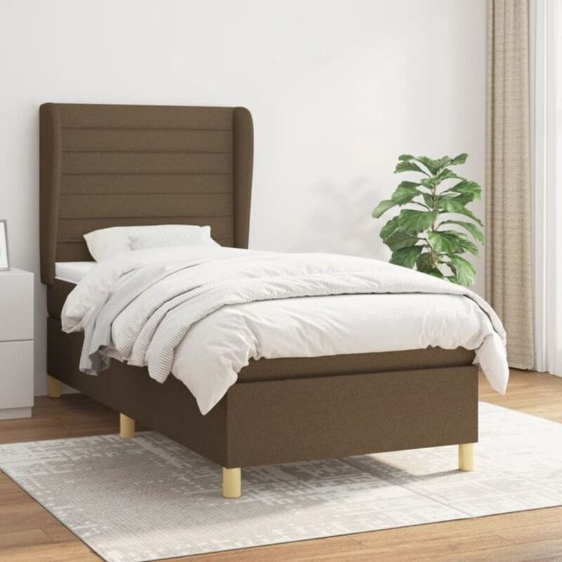 vidaxl Boxspringbett mit Matratze in Braun aus Stoff, B/T/H: 100 x 200 x 118 cm - Bild 1