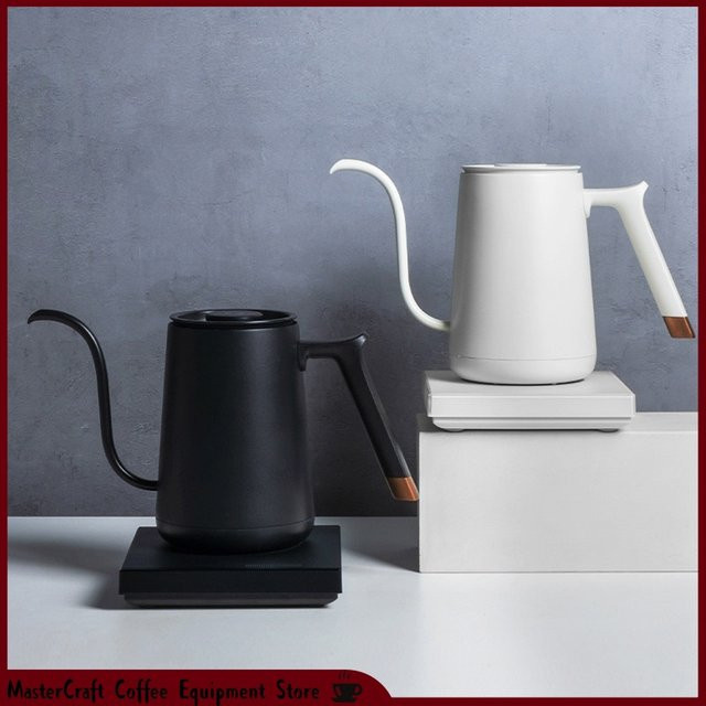 Timemore Fish Smart Elektrischer Schwanenhals-Wasserkocher mit App-Steuerung, temperaturgesteuerter Pour-Over Wasserkocher aus Edelstahl, Farbe: Weiß - Bild 1