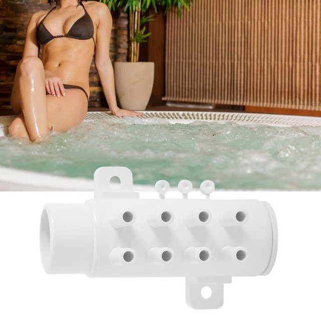mfySpace Spa Whirlpool Sanitärverteiler aus PVC mit 8 Anschlüssen und Wasserabscheider in Grau und Weiß - Bild 1