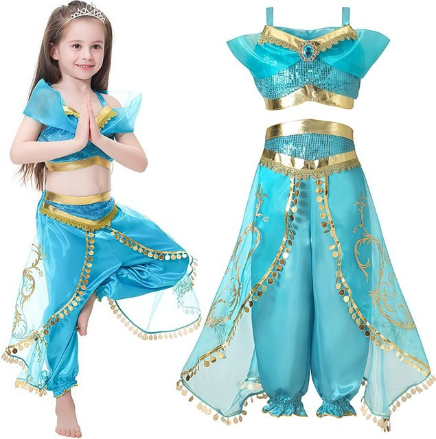 LZH Arabische Pailletten Prinzessin Kleid, Mädchen, Blau, Textil - Bild 1
