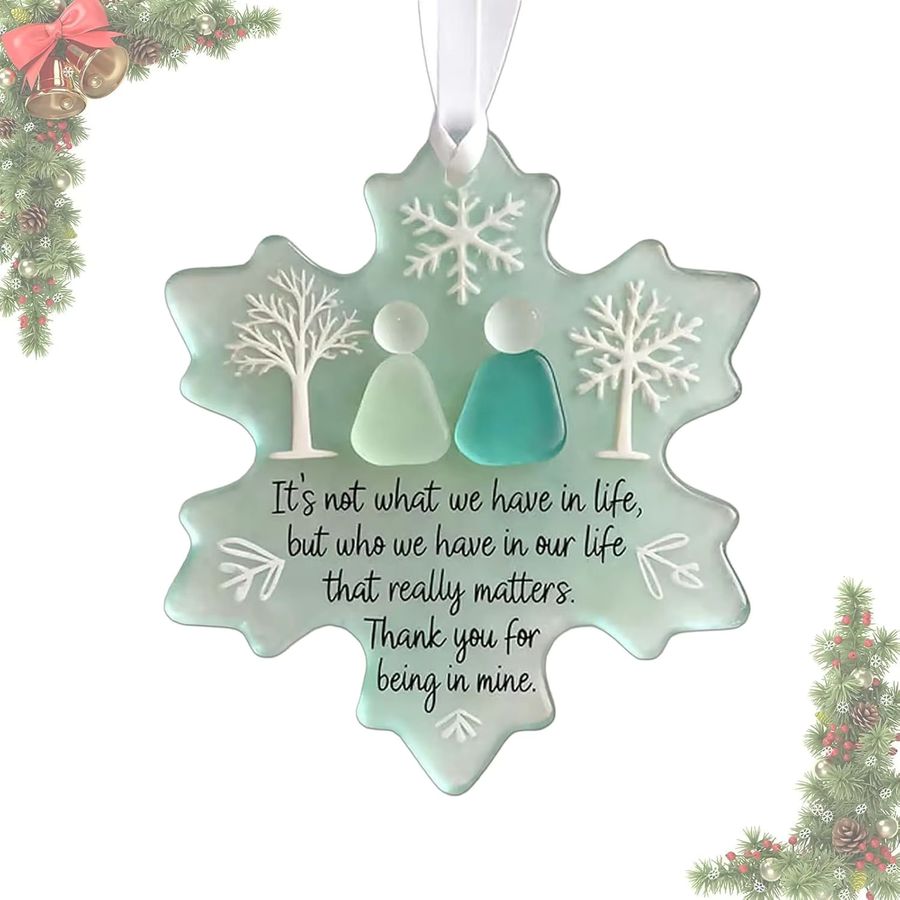 DUTRIEUX Weihnachtsbaumschmuck aus Acryl in Schneeflocken-Design, Weiß, Flache Winterdekoration - Bild 3