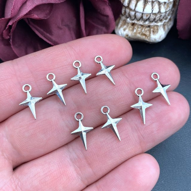 LKLRYWBD Charms, Sterne, Legierung, Silber, 14,5 x 9 mm, Unisex - Bild 1
