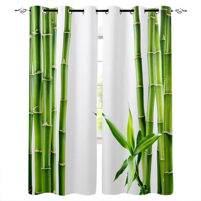 Yiran Furniture Bambus-Fenstervorhänge im orientalischen Stil, 2-teilig, Naturholz-Optik, Braun/Weiß, B: 60 cm, H: 150 cm - Bild 1