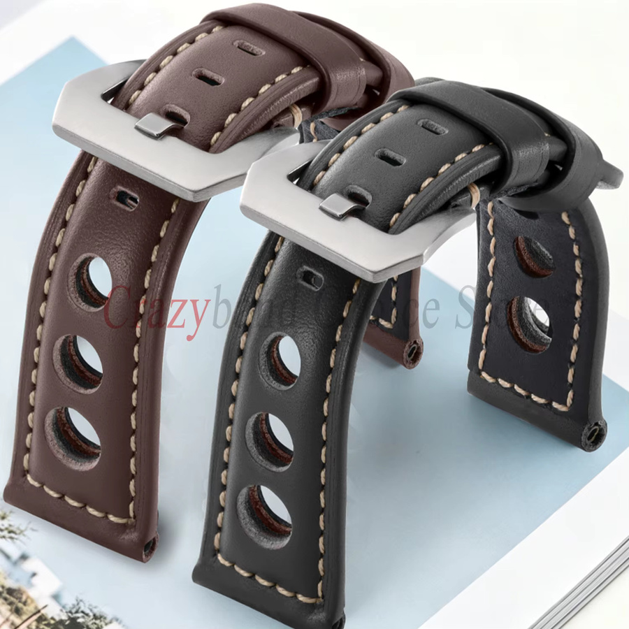 crazyband Uhrenarmband Leder, Vintage, Schwarz, Braun, Unisex - Bild 4