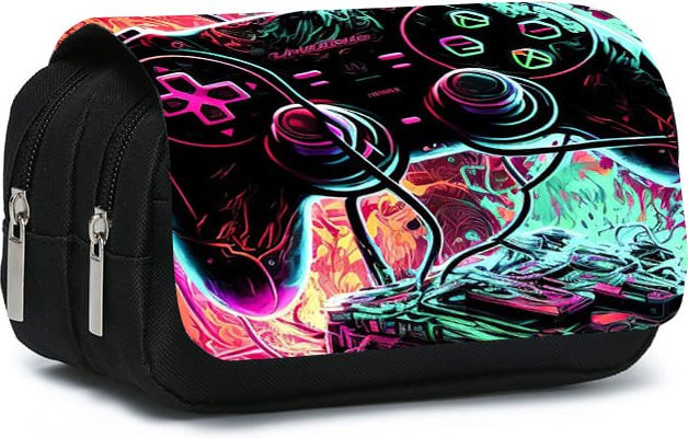 Doppellagiges Federmäppchen mit Spielzeug-Controller-Motiv in Multicolour für Kinder - Bild 1