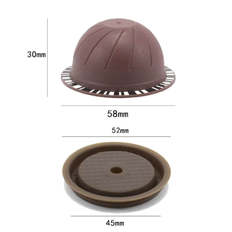 Nachfüllbare Nespresso Vertuo Kaffeekapseln aus PP mit Silikondeckel, Bürste, Pulverpresse und Löffel für 150/230ml - Bild 4