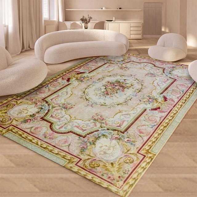 Miniso Vintage Teppich Shabby Rose in Multicolour, floraler Bodenteppich für Wohnzimmer und Schlafzimmer, B/T: 80 x 120 cm - Bild 1