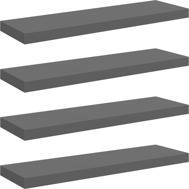 vidaXL Schweberegale 4er Set in Hochglanz-Grau aus MDF, B/T/H: 80 x 23,5 x 3,8 cm - Bild 1