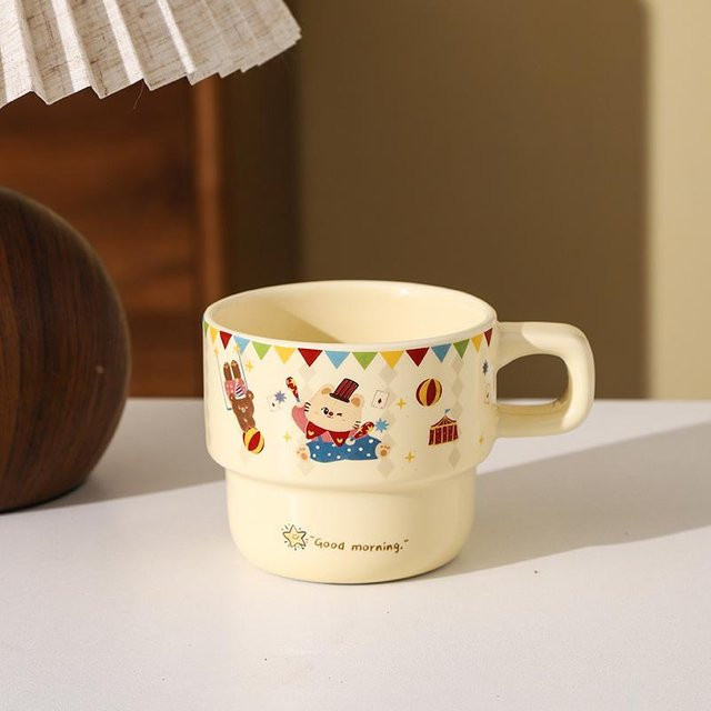 Sternenprinz Stapelbecher aus Keramik in Weiß, niedliche Cartoon Kaffeetasse und Wasserbecher, 201 ml - Bild 1