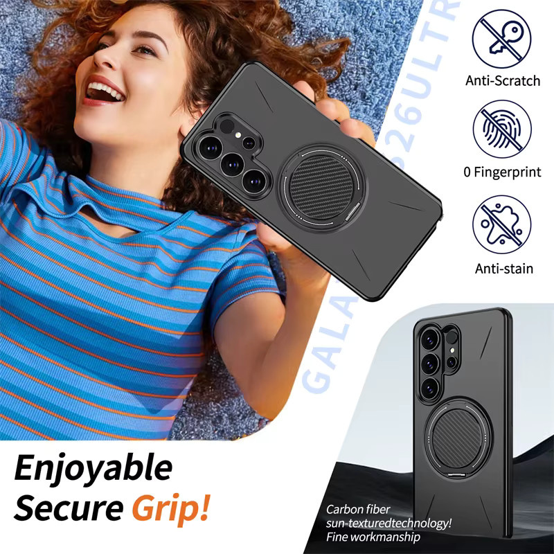 Magnetische 360 Grad Handyhülle für Samsung Galaxy S26 Ultra S25 Edge S24 FE S23 Plus S26+ mit MagSafe Kompatibilität in Schwarz und Lila - Bild 3