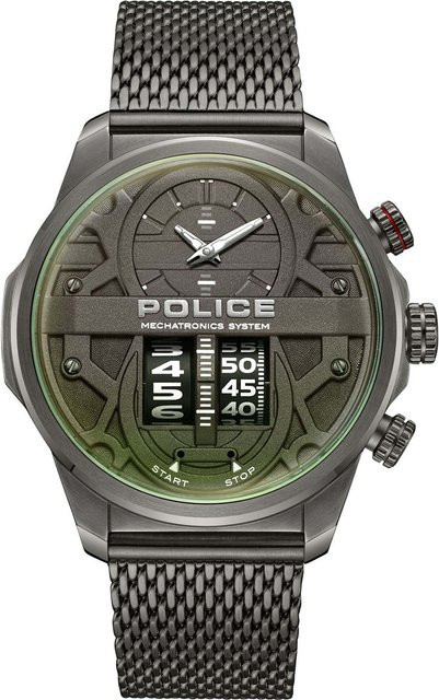 Police Chronograph Herrenuhr, Edelstahl, Quarz, 44 mm, Schwarz, 5 ATM - Bild 1
