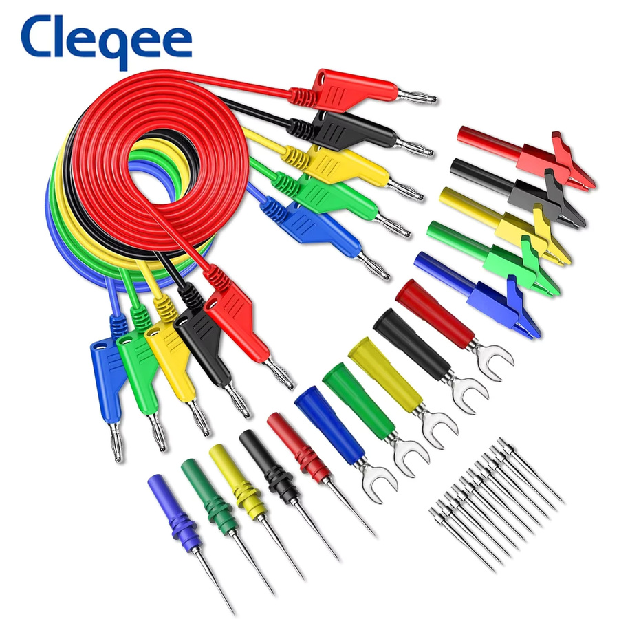 Cleqee P1036 Messleitungsset für Multimeter mit 4 mm Bananensteckern, Krokodilklemmen, U-Typ und Durchstechprüfspitzen - Bild 2