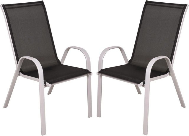 DELUKE Gartenstuhl NAOMI 2er Set, stapelbare Outdoor Essstühle aus Kunststoff in Schwarz, wetterfest und modern - Bild 1