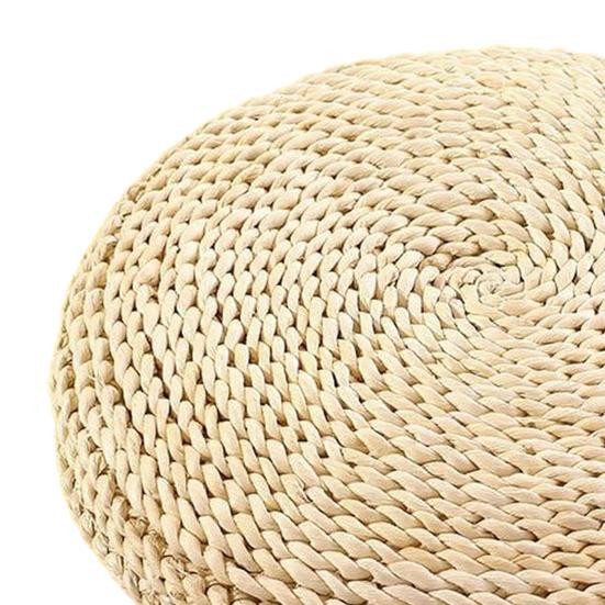 Handgefertigtes rundes Sitzkissen aus Naturstroh im japanischen Stil, hellbraun, Durchmesser: 40 cm - Bild 2