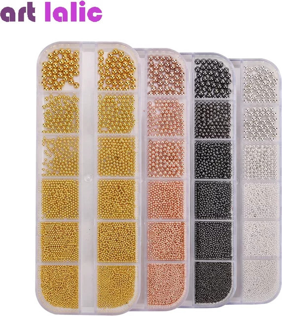 Metallische Kaviarperlen für Nail-Art, Rosa, mit Box - Bild 1