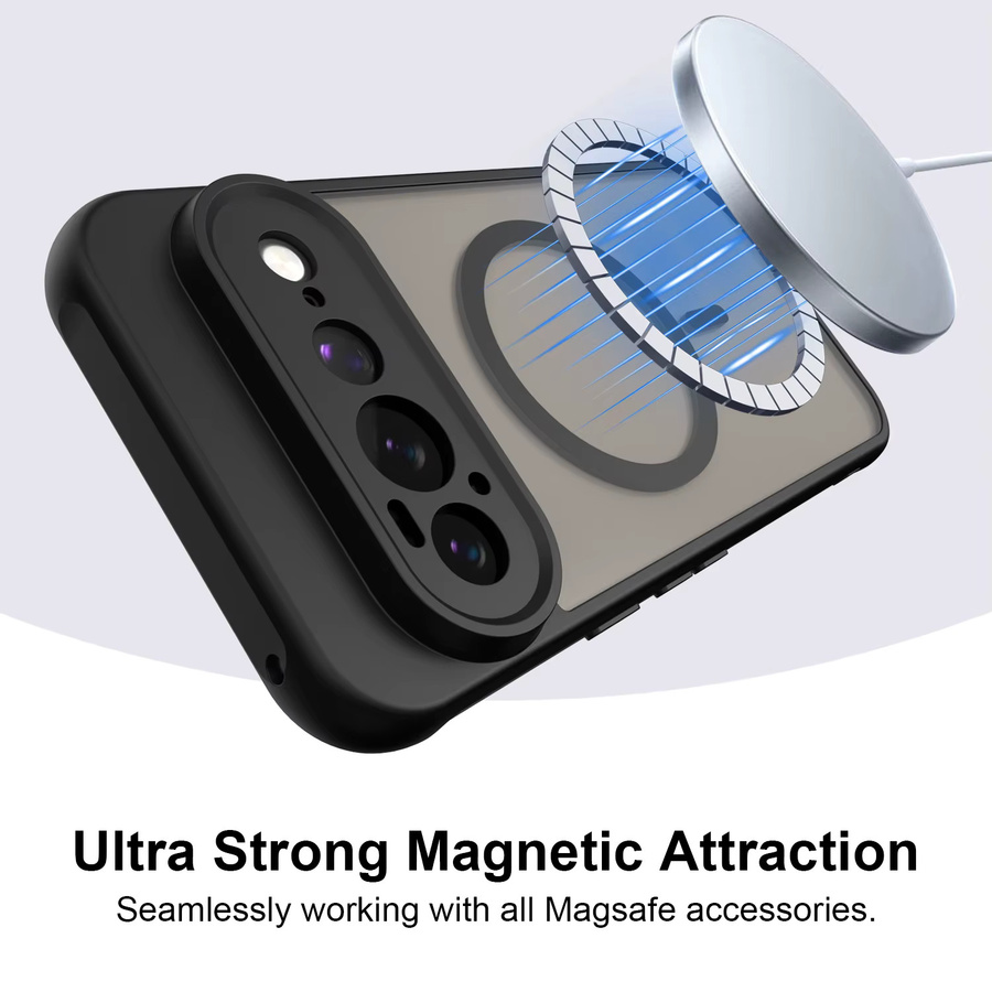 MagSafe kompatible matte Handyhülle für Google Pixel 11 Pro XL, 10 Pro XL, 9, 9A in Schwarz, stoßfeste Hartschale - Bild 3