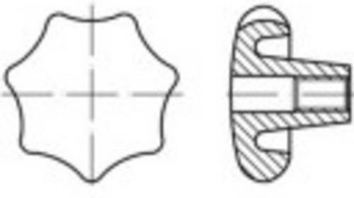 TOOLCRAFT Sterngriffe aus Grauguss in Grau, 10 Stück, Durchmesser: 63 mm, Länge: 12 mm - Bild 1