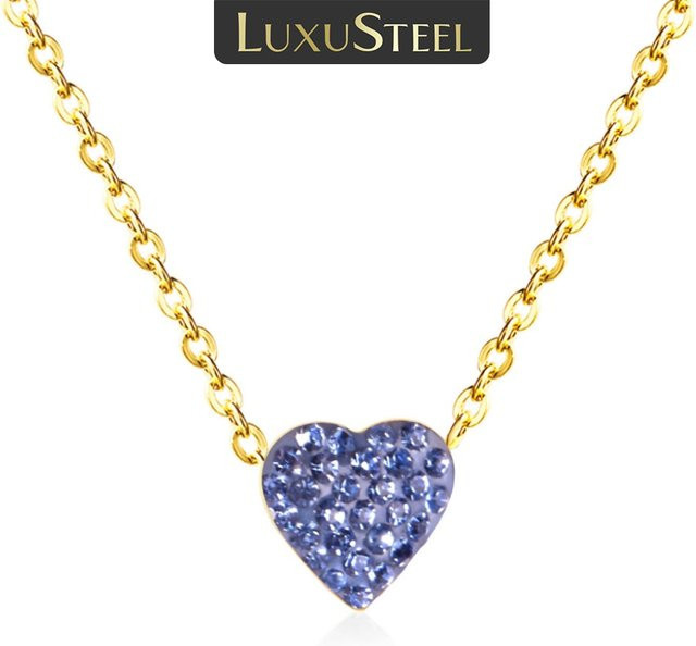 LUXUSTEEL Halskette Edelstahl, Gold, Kristall, Damen - Bild 1