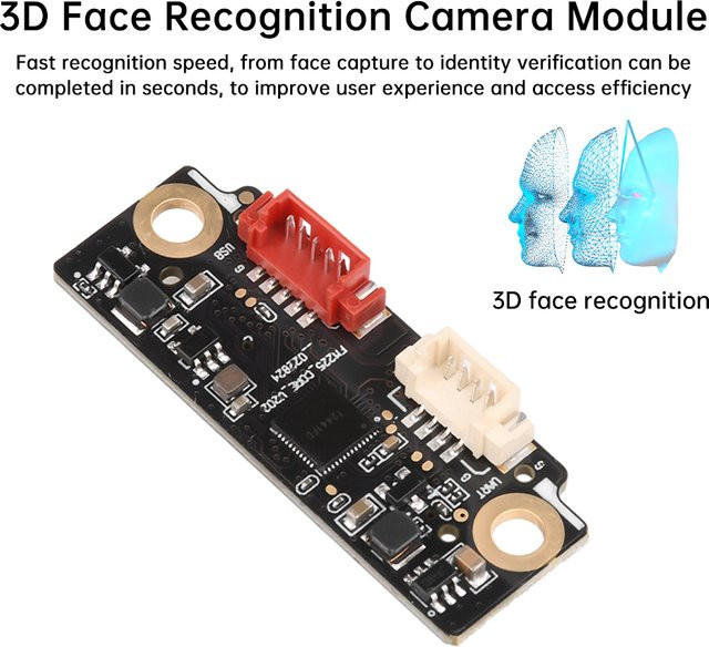Gaqqee FM225 KI-Intelligenz Gesichtserkennungsmodul mit 3D IR Infrarot-Binokularkamera und Lebendigkeitserkennung in Schwarz - Bild 1