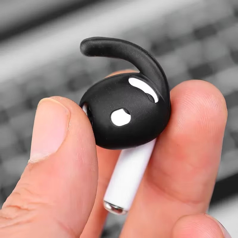 Silikon Ersatz-Ohrstöpsel und Anti-Verlust-Ohrbügel-Abdeckung für Apple AirPods 4 in Schwarz - Bild 4