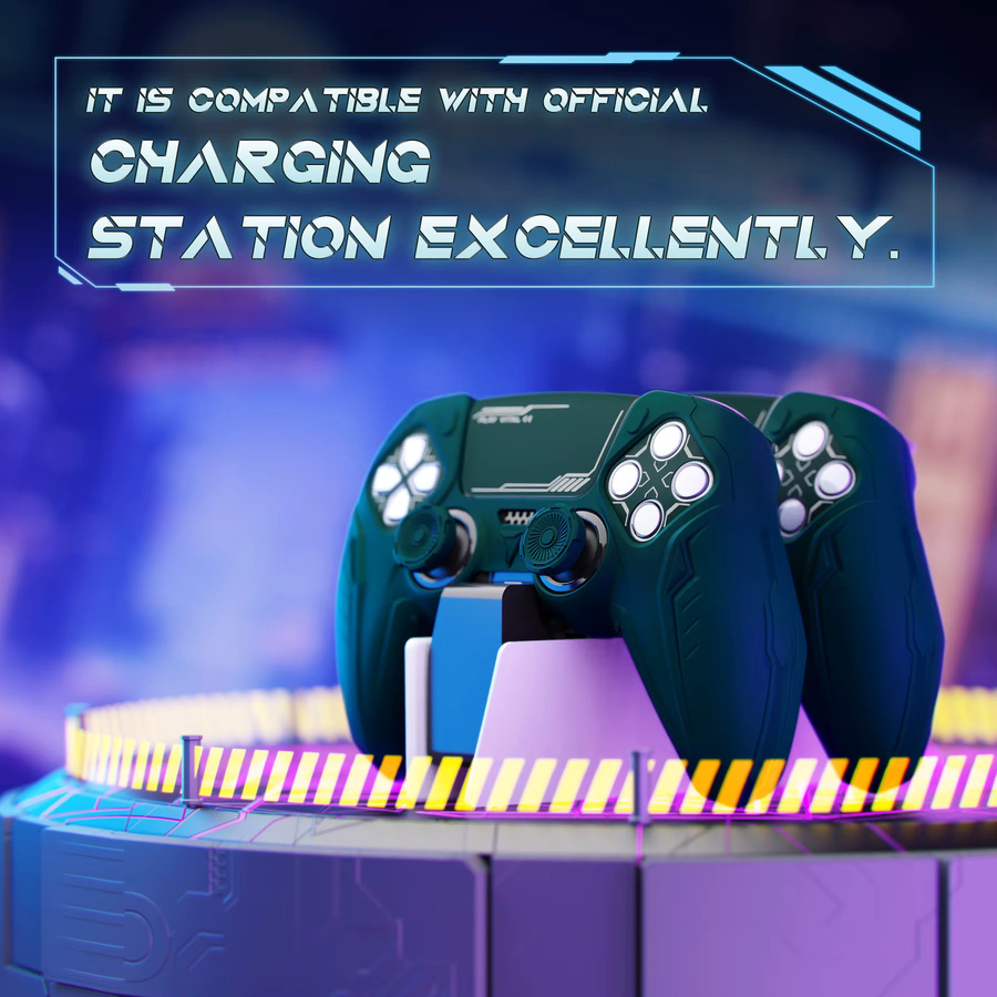 PlayVital Silikon-Grip-Hülle für PS5-Controller im CyberMech-Design, Farbe: Schwarz - Bild 2