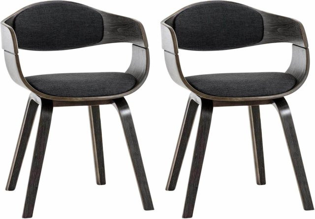 2er Set DELUKE LONDON Konferenzstühle aus Stoff und Holz in Grau und Dunkelgrau, H x B x T: 73 x 49 x 46 cm - Bild 1