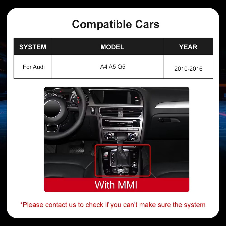 AUTOABC Drahtloses CarPlay und Android Auto Interface für Audi A4 A5 S4 S5 RS4 RS5 Q5 (2008–2015) mit 3G MMI Unterstützung, Mirrorlink und Siri Funktion - Bild 5