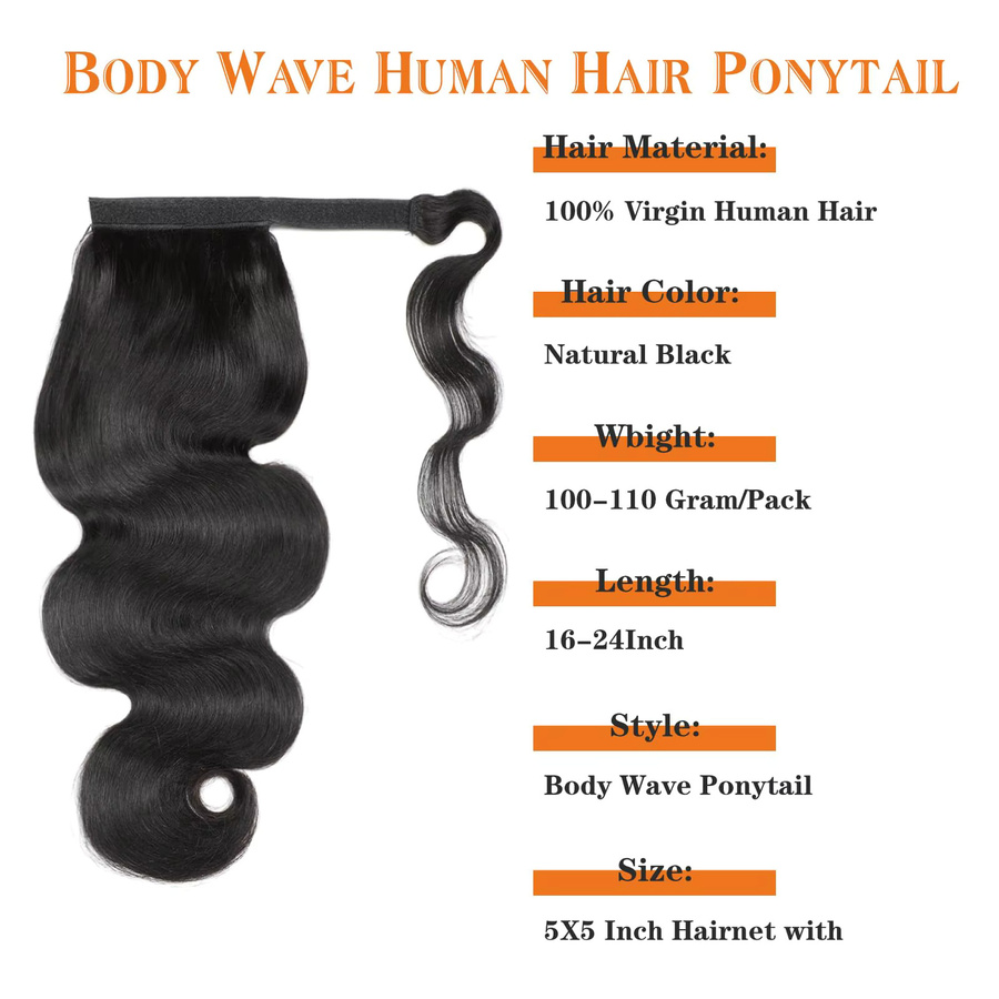 Dula A Hair Body Wave Pferdeschwanz-Extensions aus Echthaar, Damen - Bild 2