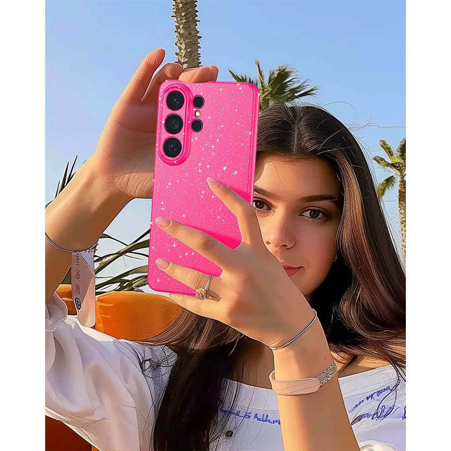 Glitzer Handyhülle für Samsung Galaxy S26 Ultra S25 FE S24 Plus S23 A55 A15 5G in Pink und Gelb mit Bling Design für Damen und Mädchen - Bild 4