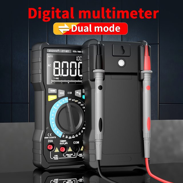 ZOYI ZTM1 Berührungsloser Spannungsprüfer Digitales Multimeter Voltmeter Strommessgerät für AC/DC Messungen in Schwarz - Bild 1