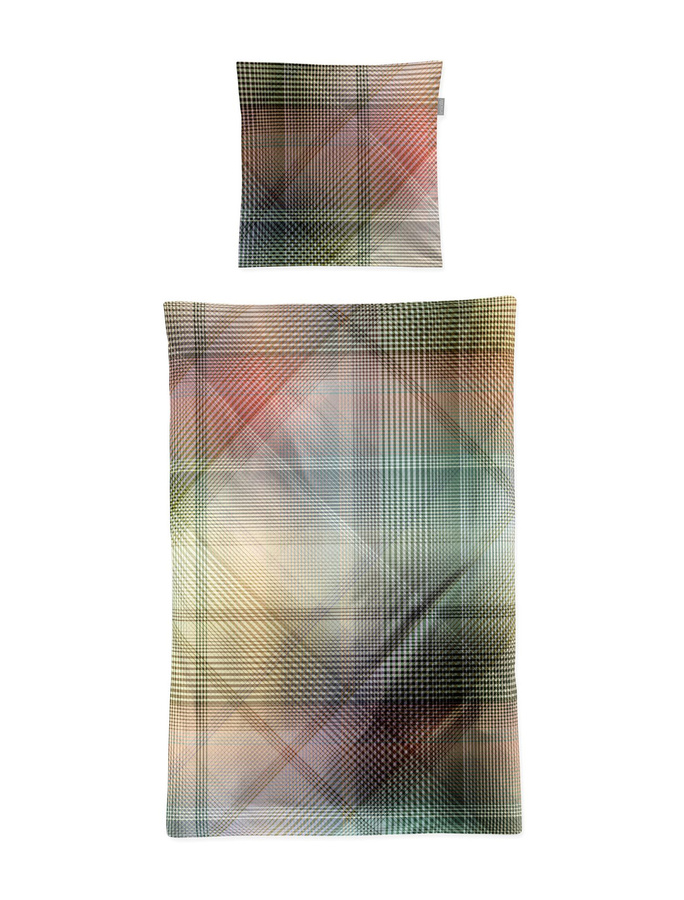 Irisette Tokio Mako-Satin Bettwäsche mit Streifen und Rauten in Bunt, B/H: 135 x 200 cm und 80 x 80 cm - Bild 1