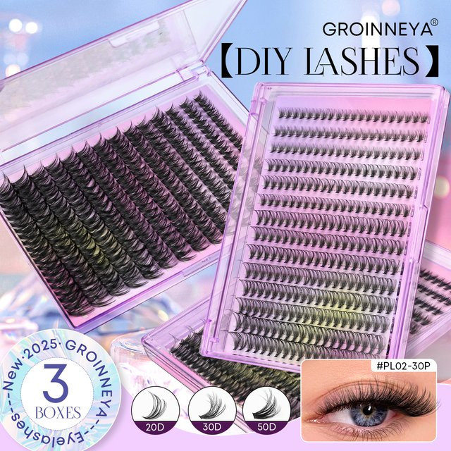 GROINNEYA Wimpern-Cluster, 5D, künstliche Nerz-Cluster-Wimpern, Unisex - Bild 1