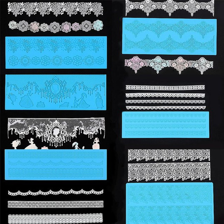 Aomily Silikon Backmatte mit Blumen-Spitzen-Formen für Kuchen und Fondant-Dekorationen