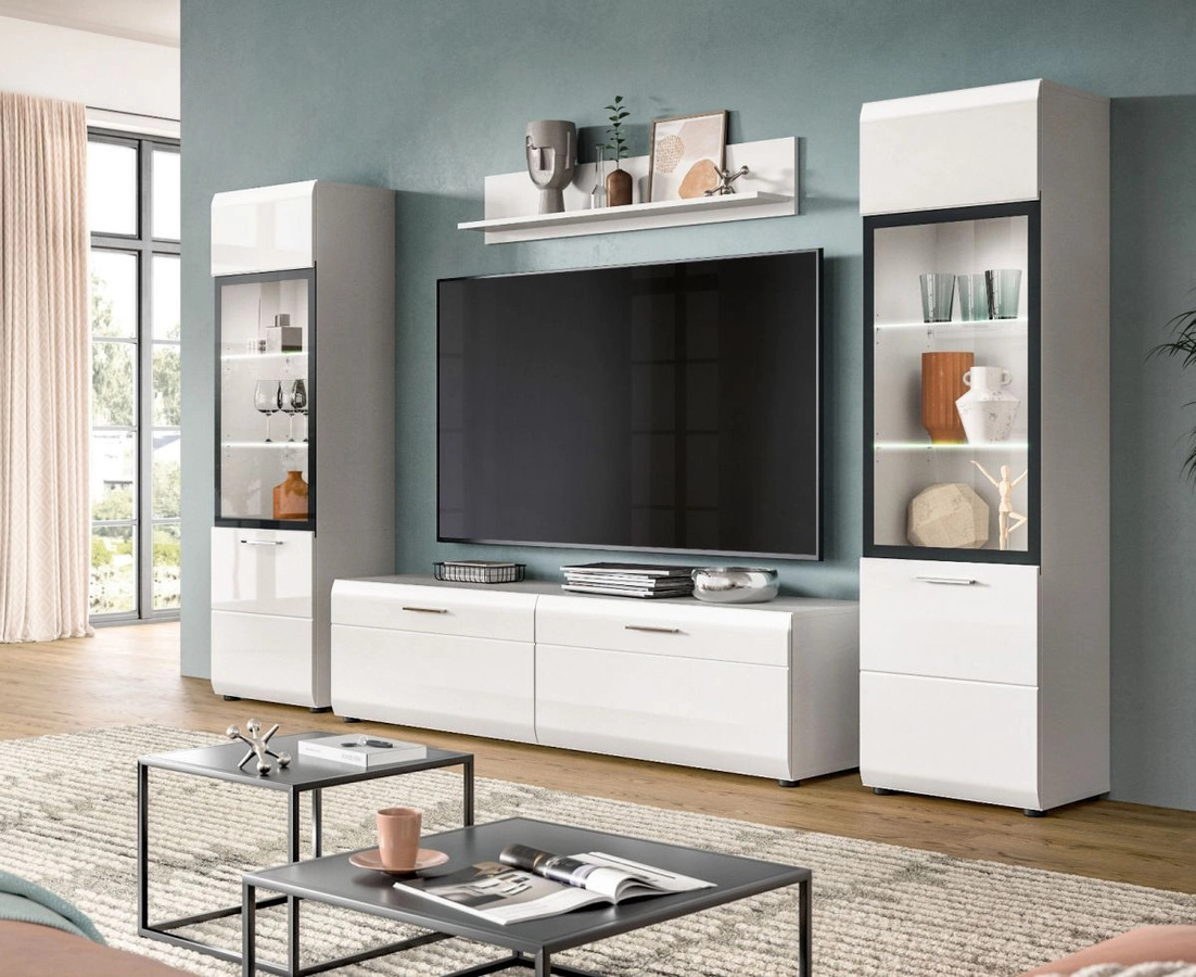 Modernes TV-Lowboard Cover von Inn.Furn in Weiß Hochglanz mit Soft-Close-Schubladen, B/T/H: 160 x 41 x 40 cm - Bild 3
