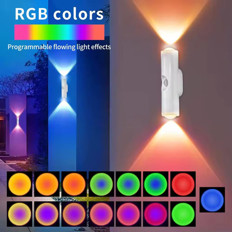 4er Set UMEXUS Wiederaufladbare LED-Nachtlichter mit Bewegungssensor, Magnetische Wandlampe mit RGB Farbverlauf und Up-Down Effekt für Flur und Treppe, Weiß/Multicolor - Bild 2