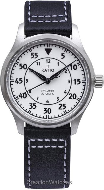 Ratio Armbanduhr Automatik, Edelstahl, Leder, Herren, silber - Bild 1