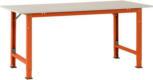 Manuflex Packtisch PACKPOOL Spezial mit Melaminplatte, Farbe: Rotorange, B/T/H: 200 x 80 x 72,2-102,2 cm - Bild 1