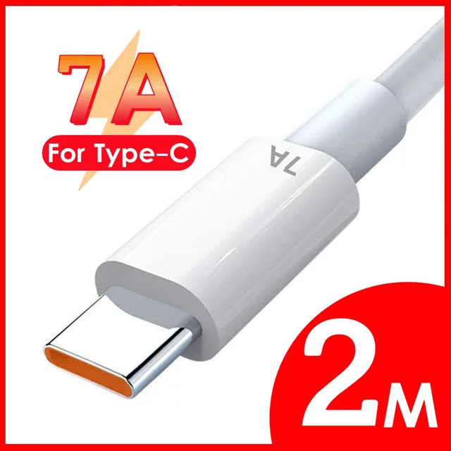 Superschnellladedatenkabel USB auf Typ C in Weiß, 100 W und 7 A für Schnellladegeräte, erhältlich in den Längen 0,25 m, 1 m, 1,5 m und 2 m - Bild 1