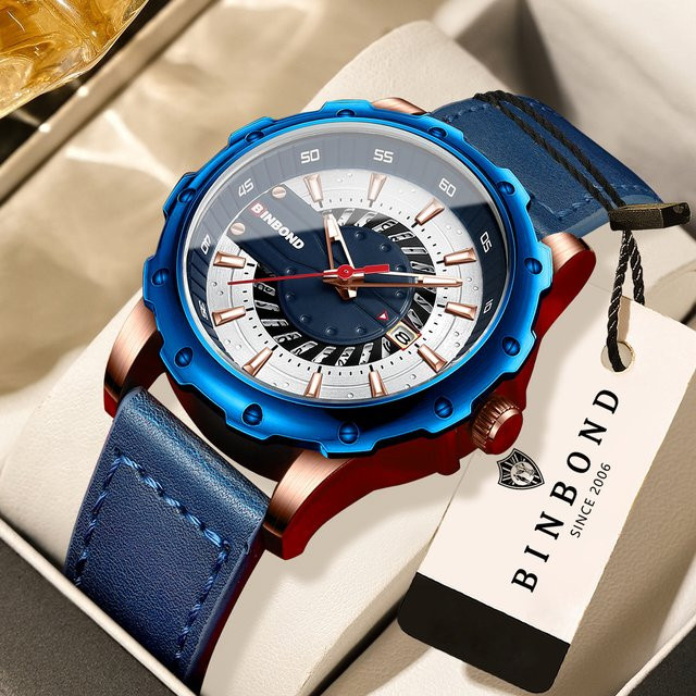 BINBOND Armbanduhr Quarz, Leder, Bicolor, Herren - Bild 1